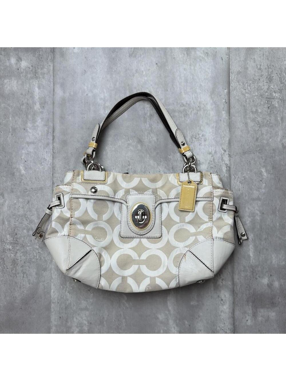 Y2K Beige Coach Peyton OP Art Signature C Satchel Bag